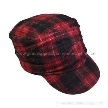 2012 New Style Fashion Women's Military Style Cap with Wrinkles Trim on the Crown